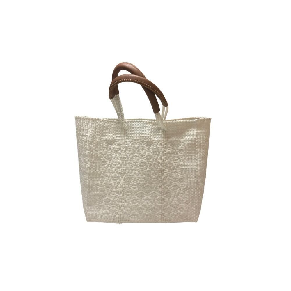 Mavis by Herrera Hannah Resort Tote Bag in White Pearl color, leather handles